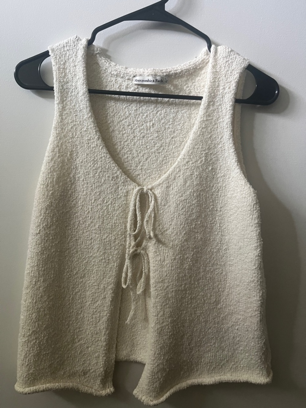 Abercrombie & Fitch Off-White Bouclé Tie-Front Tank NWOT S